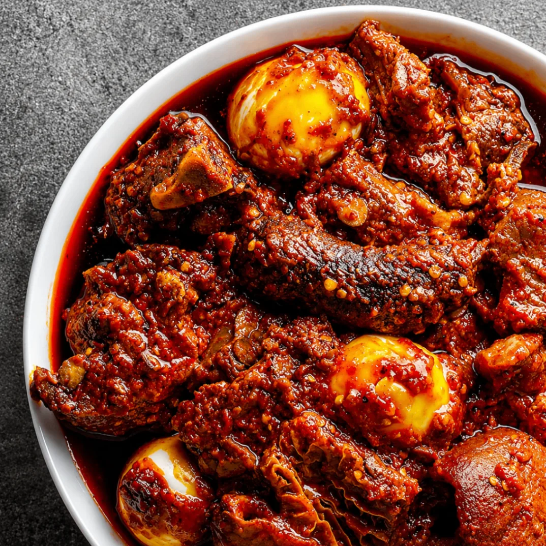 Native stew with assorted beef cuts and eggs
