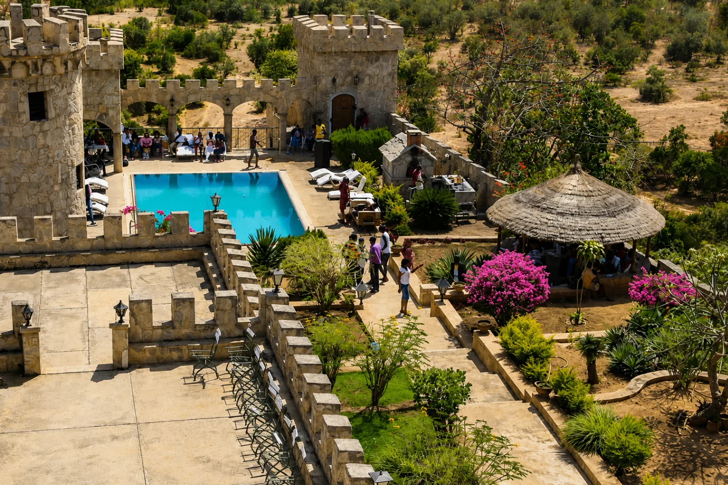 Elevated view of a castle-style leisure destination in Kaduna